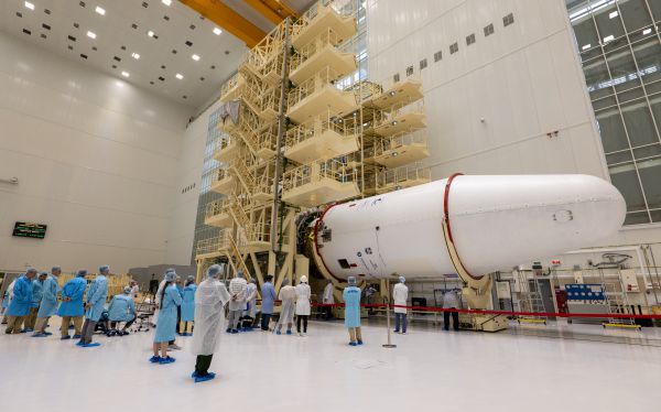 Payload unit of the rocket for the Ionosfera-M No. 3 and No. 4 and 18 small satellites launch assembled at Vostochny